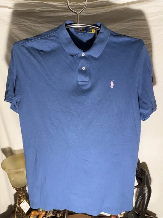 Polo by Ralph Lauren Navy Blue Polo with Pink Pony
