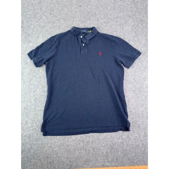 Mens Polo Ralph Lauren Cotton Polo Navy Bue Size M