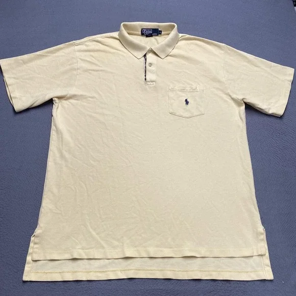 Polo Ralph Lauren Polo Shirt Mens‎ Large Yellow Pocket Pony Logo Short Sleeve