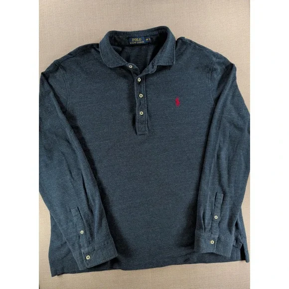 Polo Ralph Lauren Polo Shirt Mens XXL Blue Long Sleeve Pony Logo Cotton Rugby