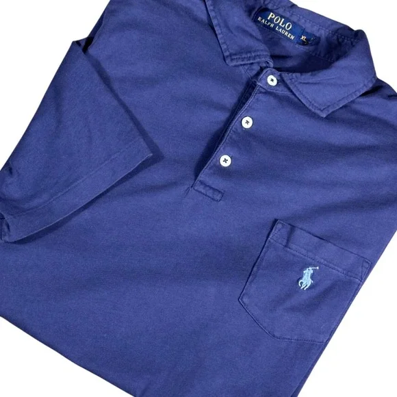 Polo Ralph Lauren Polo Shirt Mens XL Blue Short‎ Sleeve Pocket Pony Logo