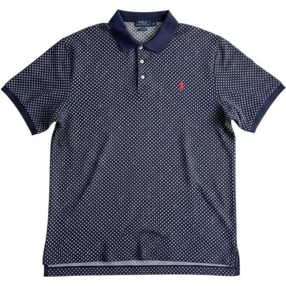 Polo Ralph Lauren Polo Shirt Mens XL Blue Anchor Print Short Sleeve Pony Logo