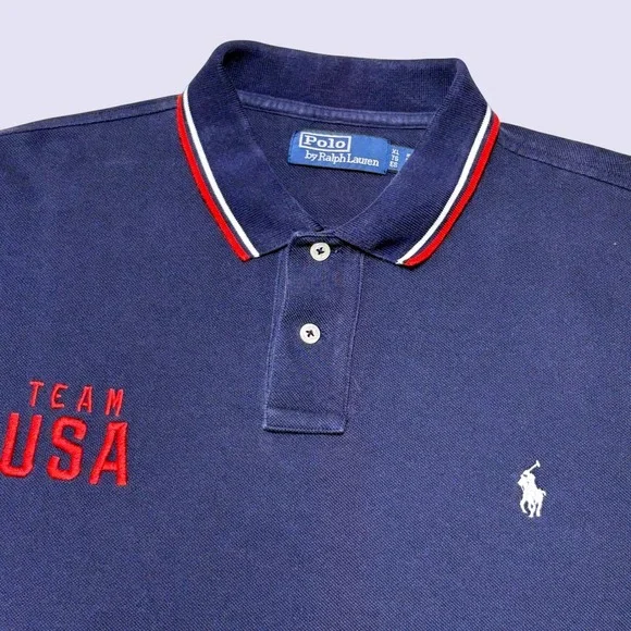 Polo Ralph Lauren Team USA Polo Mens XL Navy Blue Olympic Delta Logo Americana