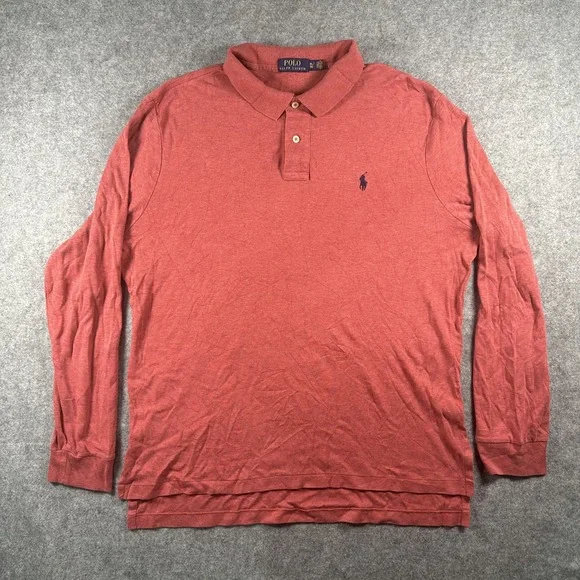 Polo Ralph Lauren Long Sleeve Polo XL Red Heathered Cotton Classic Fit