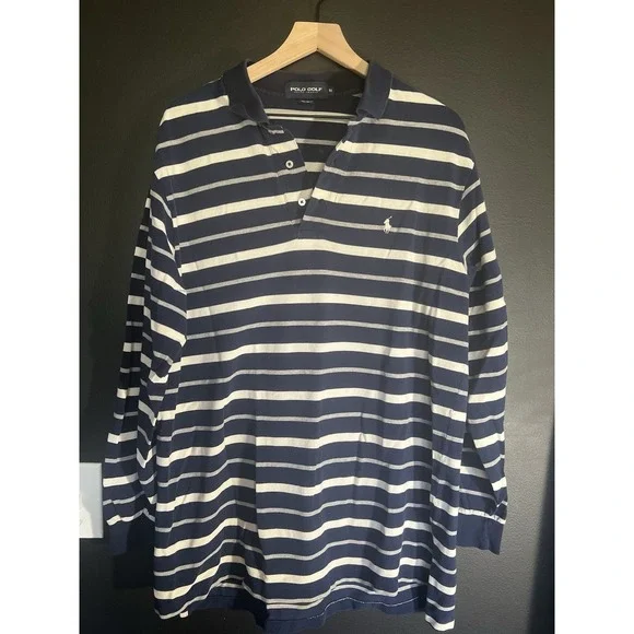 Polo Ralph Lauren Mens Striped Short Sleeve Pima Cotton‎ Golf Fit Polo Shirt XL