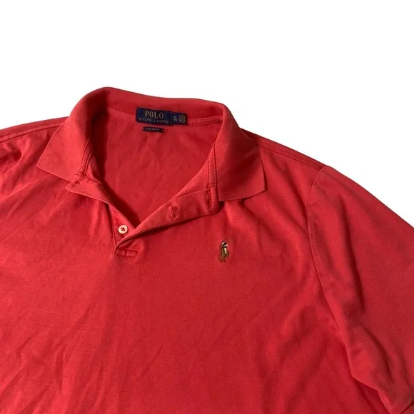 Polo Ralph Lauren Mens Classic Fit Red Cotton Short Sleeve Polo Shirt XL‎