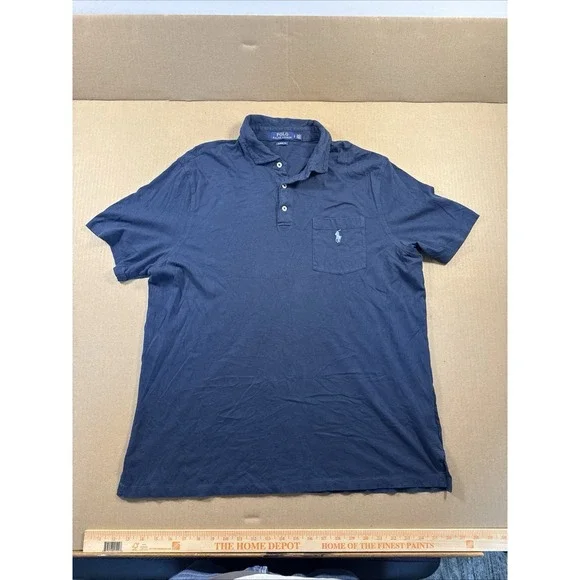 Polo Ralph Lauren Classic Fit Polo Mens L, Navy‎ Cotton Pony Pocket (pin Hole)