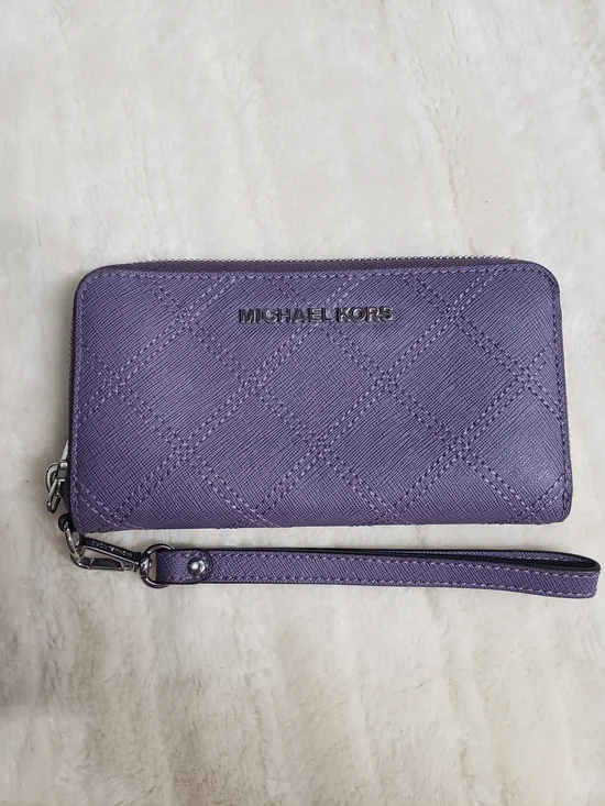 Michael Kors Purple Quilted Zip-Around Wristlet Wallet