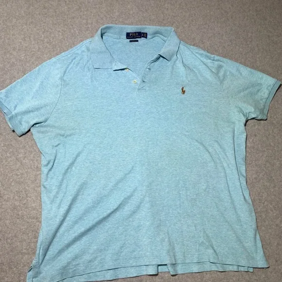 Polo Ralph Lauren Mens XL Classic Fit Heather Blue Short Sleeve‎ Polo Shirt
