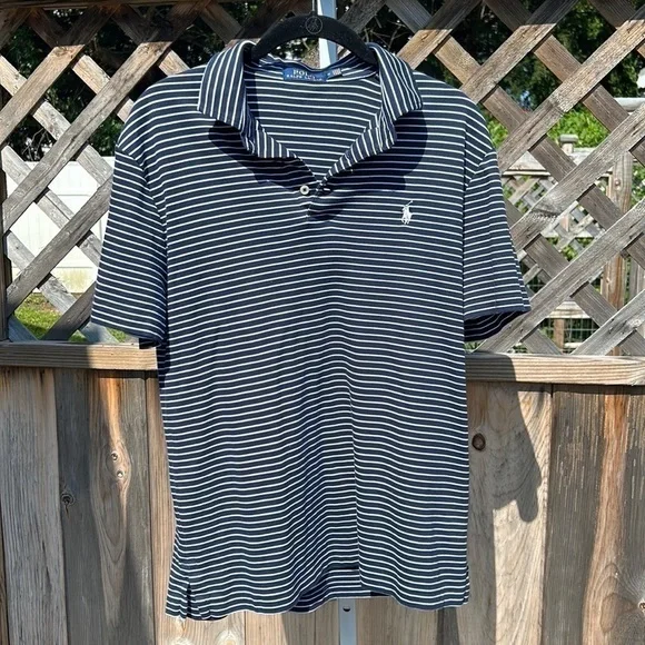 Polo by Ralph Lauren Navy Blue Pinstriped Size Medium