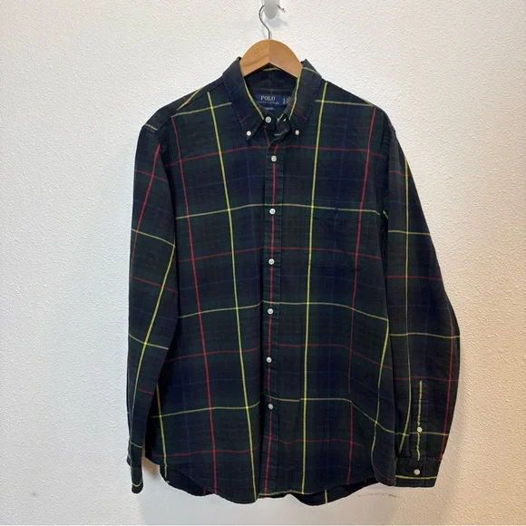 Polo by Ralph Lauren Men's Navy Plaid Shirt‎ XL