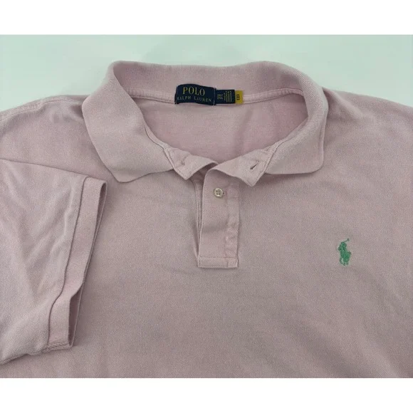 Polo Ralph Lauren Polo Shirt Men's 2XLT Pink Short Sleeve Pique Cotton Pony Logo