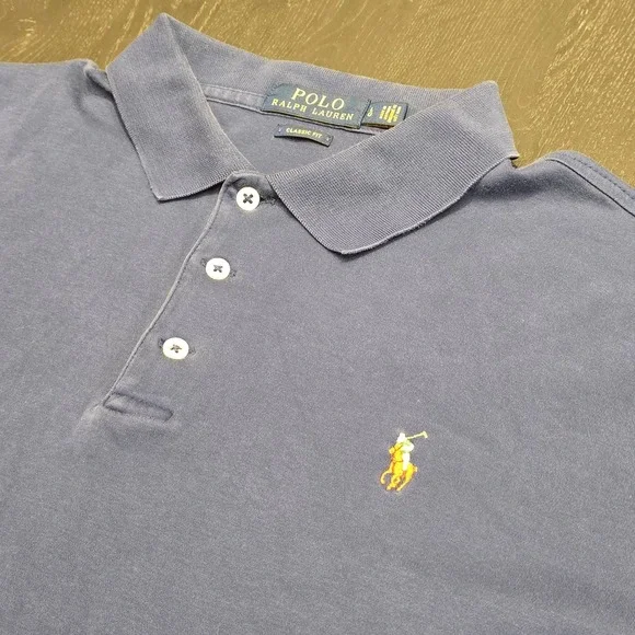 Polo Ralph Lauren Mens Classic Fit Blue Short Sleeve Polo Shirt Large Pony‎ Logo