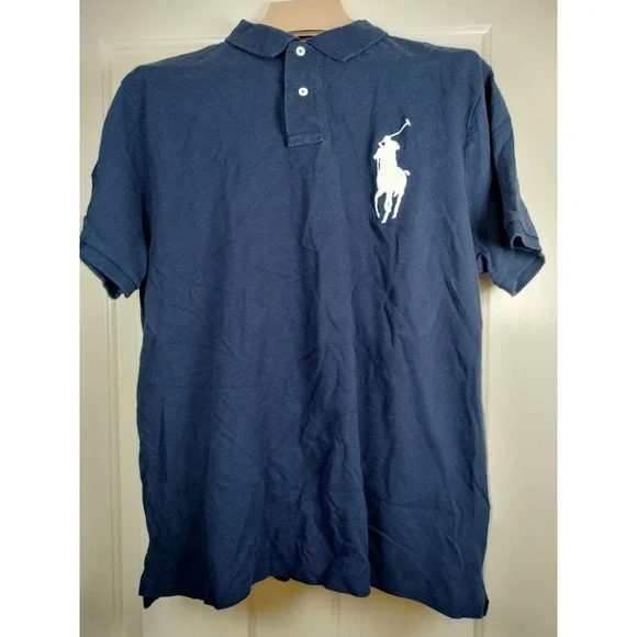 Men's Polo Ralph Lauren Custom Slim Fit Navy Polo Shirt - Size XL - 