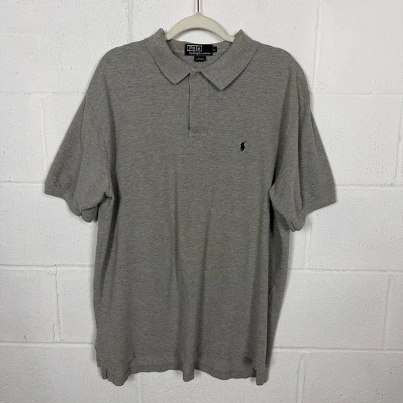 Polo Ralph Lauren Men's Polo Shirt Gray Blue Pony Logo‎ Preppy Old Money SZ XL