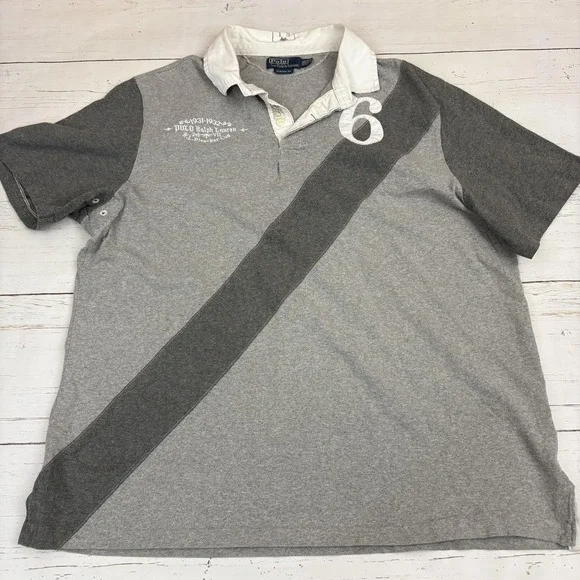 Polo Ralph Lauren Crest Rugby Shirt Polo Mens 2XL Colorblock Slim Fit R.L. 1936