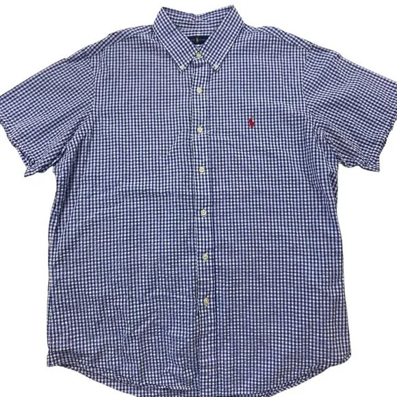 Ralph Lauren polo pony seersucker logo shirt Men's size XL