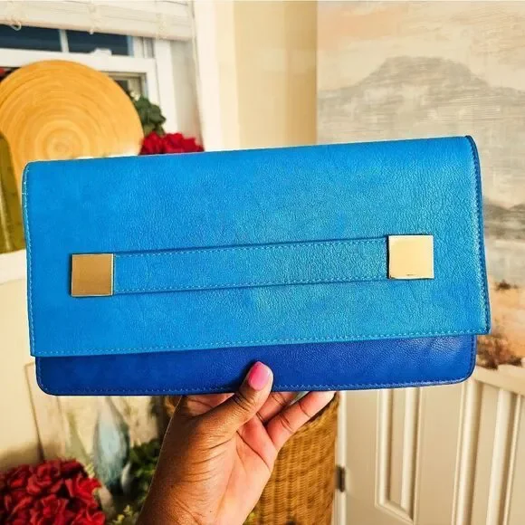 Melie Bianco Colorblock Vegan Leather Clutch.