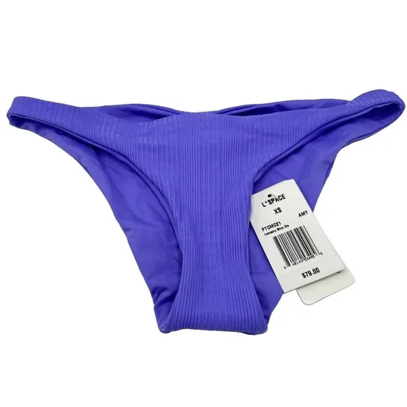 L*Space Camacho Classic Bikini Bottom XS Amethyst Ribbed Lavender NWT PTCMC21
