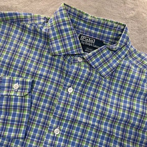 Polo Ralph Lauren Shirt Mens Large Stanton Classic Fit Plaid