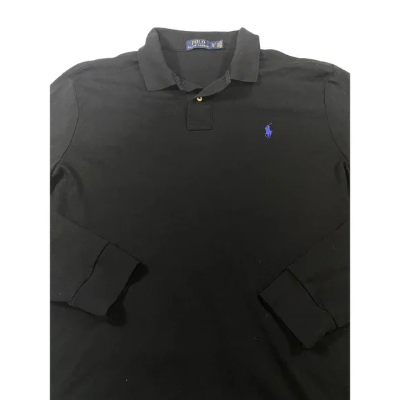 Polo Ralph Lauren Mens XL Long Sleeve Polo Shirt Black Purple Pony Logo Cotton
