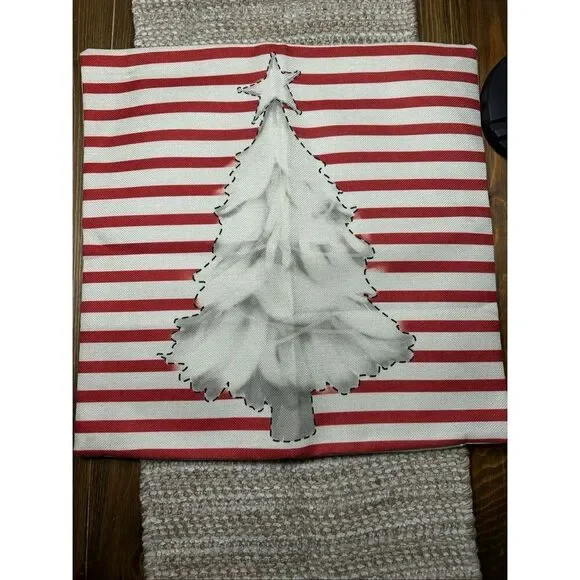 Christmas tree snow throw pillow case cover 17 x 17 New