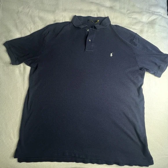 Polo Ralph Lauren Mens 2XLT Navy Blue 100% Cotton Polo‎ Shirt Big & Tall Pony