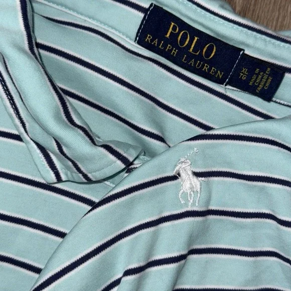 Polo Ralph Lauren Pima Soft Cotton Short Sleeve Polo Mens XL Green White Striped