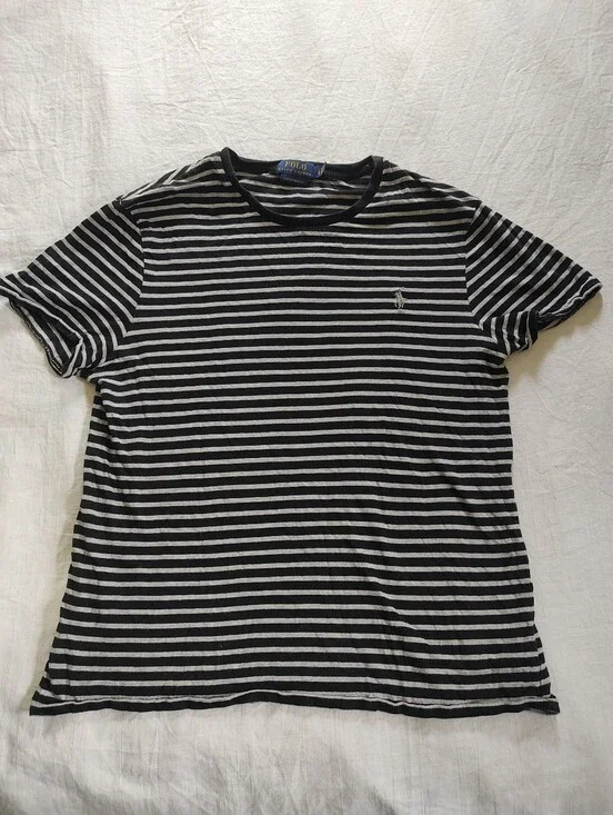 Polo by Ralph Lauren Men's Black  White Stripe Crewneck T-Shirt