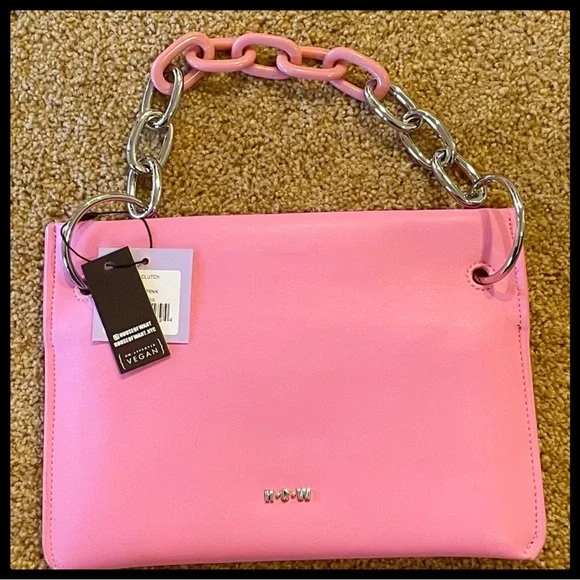 NWT House Of Want Vegan Leather Chill Clutch Handbag Taffy Pink
