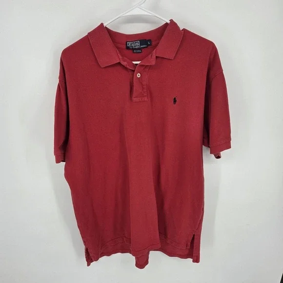 Polo Ralph Lauren Shirt Mens Lrg Soft Touch Red 100% Cotton Polo Black Pony