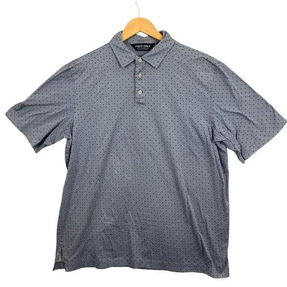 Polo Golf Ralph Lauren Men’s Polo Shirt Blue Geometric Print‎ Size L