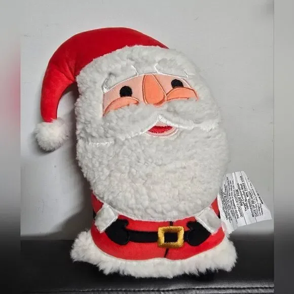 New Christmas Shaped Santa Faux Shearling Throw Pillow Red Wondershop