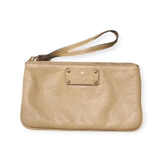 Kate Spade Leather Cream Wristlet with Navy Blue Interior‎