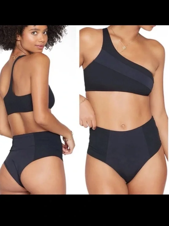 NWOT Women's L*SPACE Jackie Bitsy High‎ Waist Swim Bottoms Black | Size M