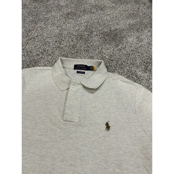 Polo Ralph Lauren Mens Medium Light Gray  Short Sleeve Polo Classic Fit