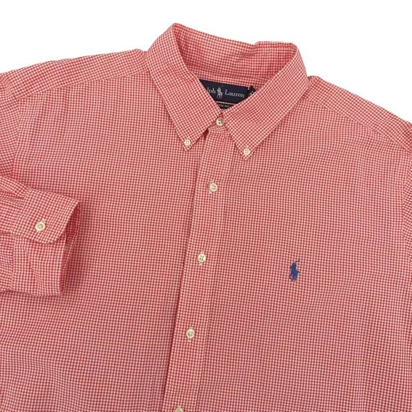 Polo Ralph Lauren Mens XXL Red Gingham Check Classic Fit Button Down Shirt