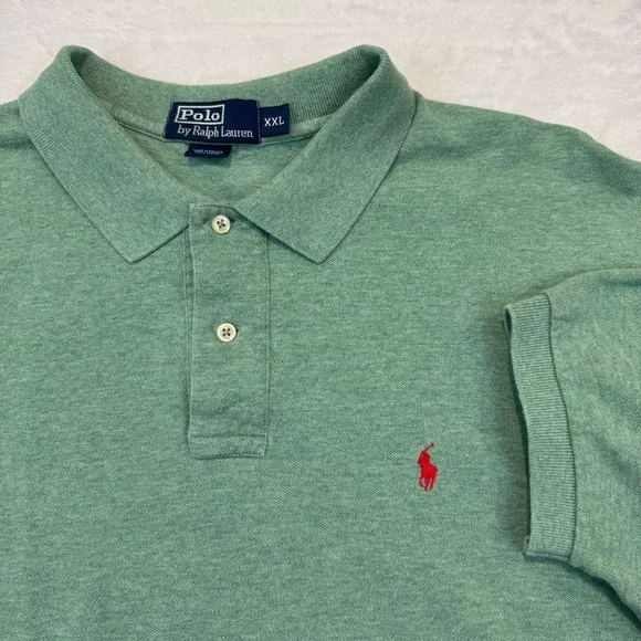 Polo Ralph Lauren Mens XXL Green Pique Short Sleeve Pony Logo Polo Shirt