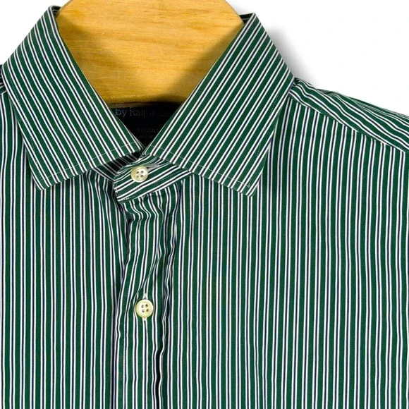 Vintage Polo Ralph Lauren Button Down Men 16.5 L Green Striped Regent Classic