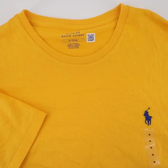 NEW Polo Ralph Lauren T-Shirt Yellow Short Sleeve Mens Medium Defect