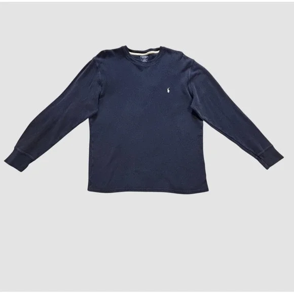 Polo Ralph Lauren Sleepwear Men's Large Waffle Knit Long Sleeve Shirt Navy Blue