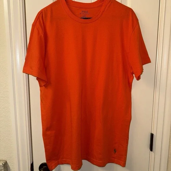 Polo Ralph Lauren T-Shirt Mens L Orange Green Pony Classic Fit Cotton Crew Neck