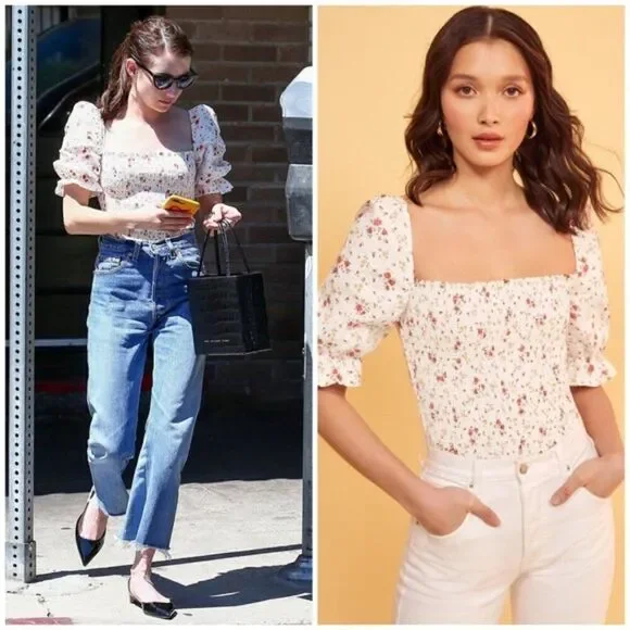 💕REFORMATION Clementine Ruched Floral Linen Top ~ Veronica Micro Floral XS NWOT