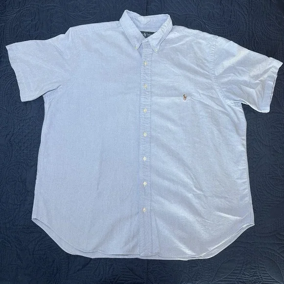 Polo Ralph Lauren Shirt Mens 1XB Blue Denim Chambray Short Sleeve Button Down