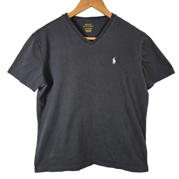 Polo Ralph Lauren Mens V Neck T Shirt‎ Black Short Sleeve Classic Fit Size S