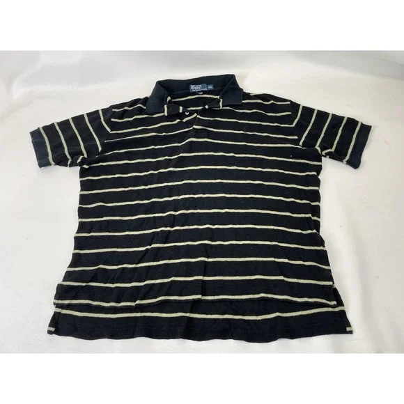 Polo Ralph Lauren Knit‎ Polo Shirt Mens Size 2XL Black and Green Striped