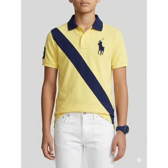 Polo Ralph Lauren Big Pony Number 2 Boys L Fits Men's XS Diagonal Stripe Patch