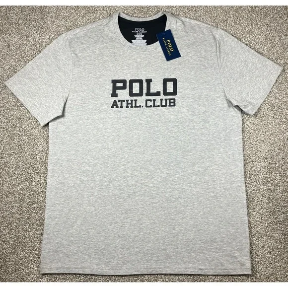 Polo Ralph Lauren Athletic Club Performance T Shirt Gray Short Sleeve Medium NEW