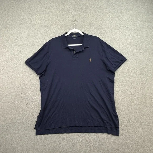 Polo Ralph Lauren Shirt Mens XL Navy Blue Flesh Pony Pima Soft‎ Touch Classic