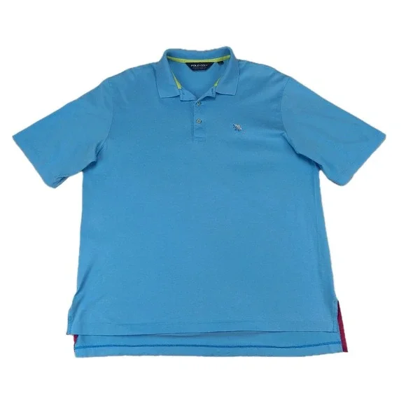 Polo Golf Ralph Lauren Mens‎ L Large Blue Pima Cotton Short Sleeve Polo Shirt